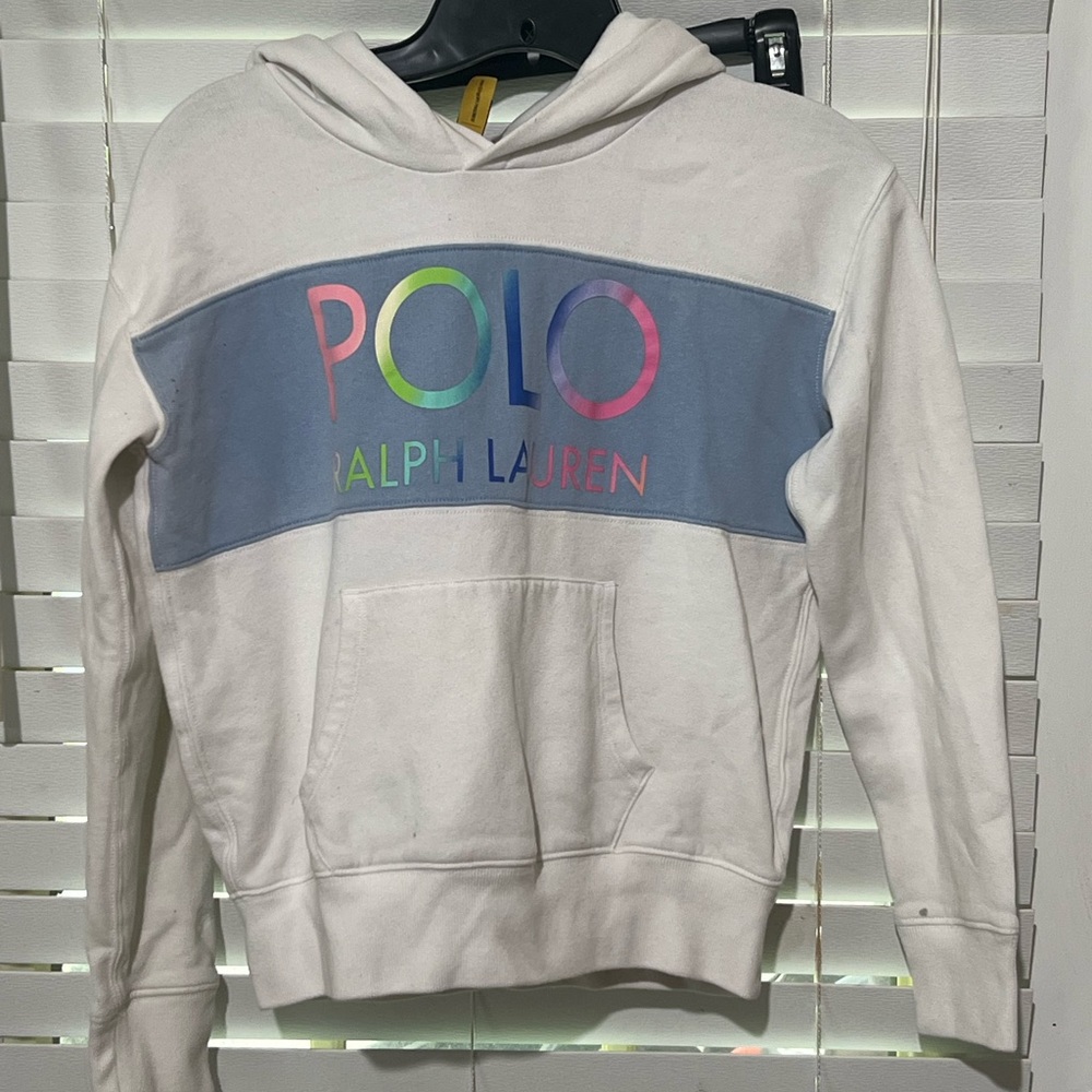 Polo Ralph Lauren White Hoodie with Multicolor Logo